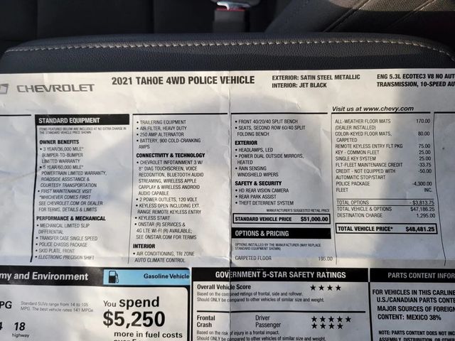 2021 Chevrolet Tahoe Commercial Sport Utility 4D - 22988405 - 37