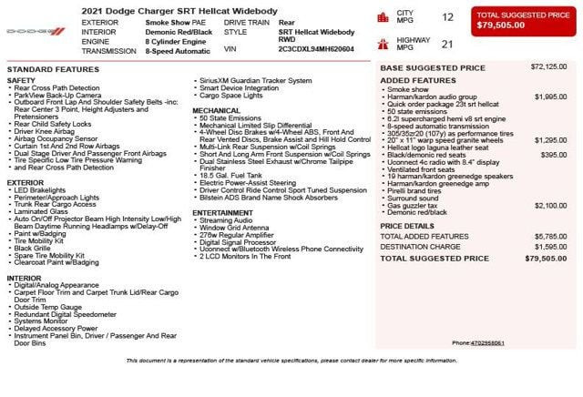 2021 Dodge Charger SRT Hellcat Widebody - 23010224 - 2