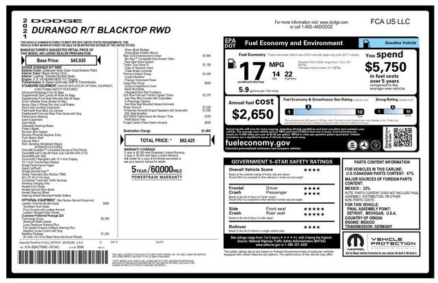 2021 Dodge Durango R/T Blacktop Package  - 23087523 - 9