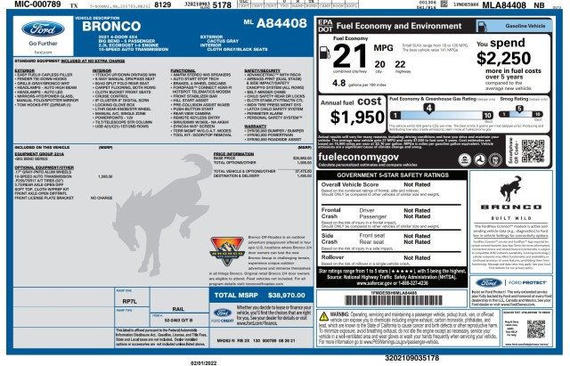 2021 Ford Bronco Big Bend 4 Door 4x4 - 23074292 - 22