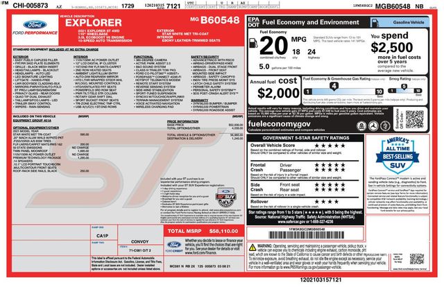 2021 Ford Explorer ST 4WD Premium Technology Package  - 23093582 - 8