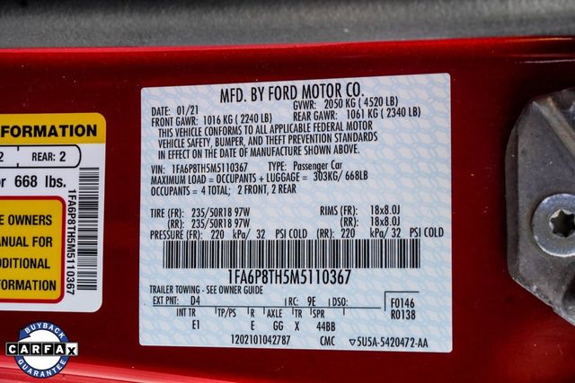 2021 Ford Mustang EcoBoost Premium Fastback - 22920346 - 38