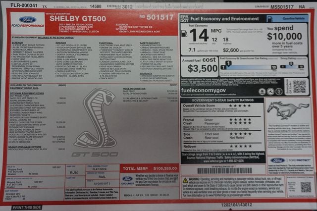 2021 Ford Mustang *Golden Ticket* *$106k+MSRP* *Carbon Track Pkg* *Painted Stripe* - 22957222 - 11