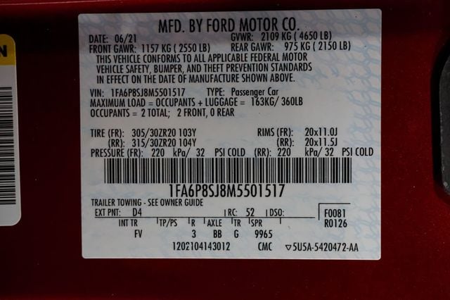 2021 Ford Mustang *Golden Ticket* *$106k+MSRP* *Carbon Track Pkg* *Painted Stripe* - 22957222 - 19