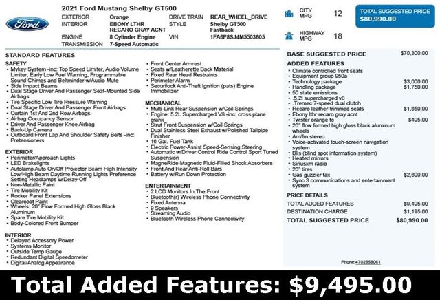 2021 Ford Mustang Shelby GT500 Fastback - 22984526 - 2