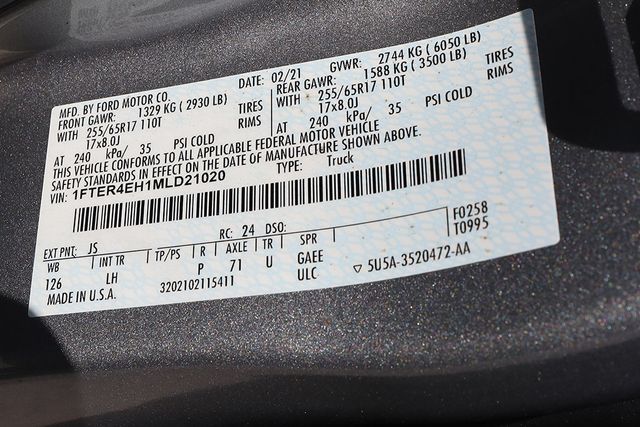 2021 FORD RANGER XLT 2WD SuperCrew 5' Box - 22997268 - 28