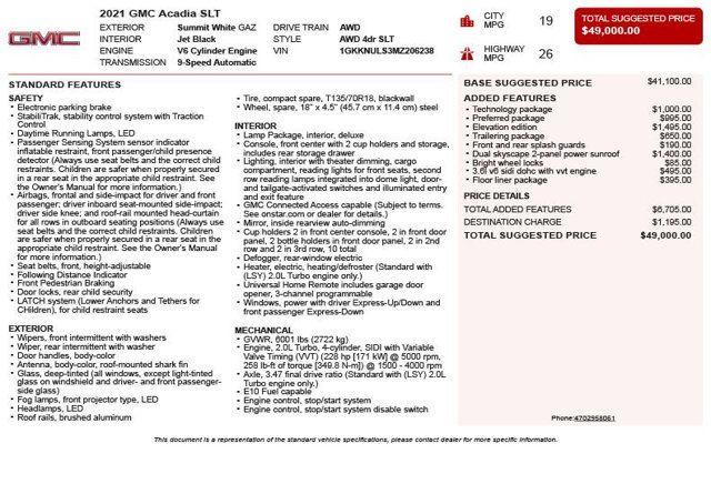 2021 GMC Acadia AWD 4dr SLT - 22972839 - 2