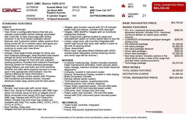 2021 GMC Sierra 1500 4WD Crew Cab 147" AT4 - 23045332 - 2