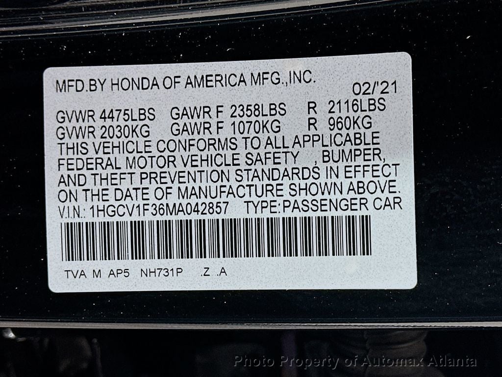 2021 Honda Accord Sport - 22651369 - 32