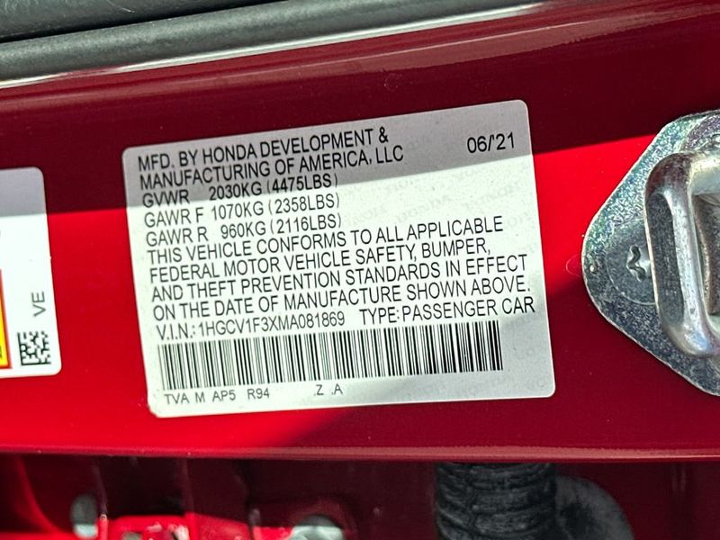 2021 Honda Accord Sedan Sport 1.5T CVT - 22973952 - 19