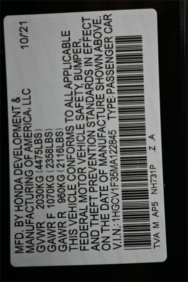 2021 Honda Accord Sedan Sport 1.5T CVT - 22938282 - 8