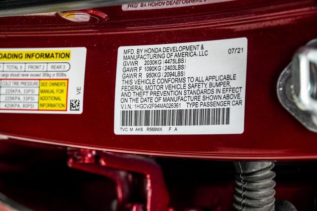 2021 Honda Accord Sedan Touring 2.0T Automatic - 22969765 - 39