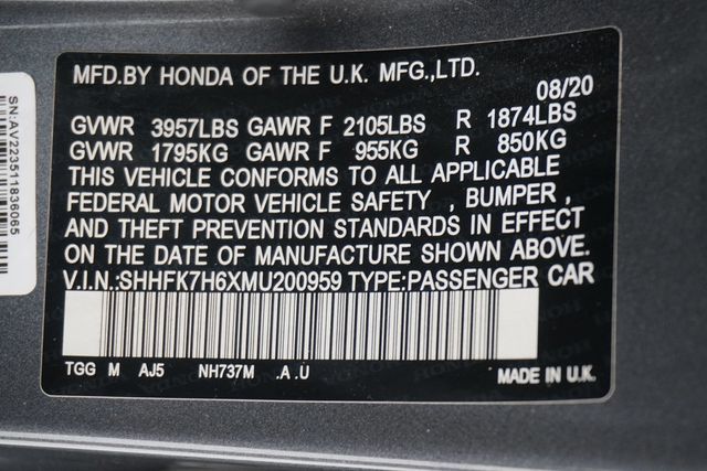 2021 Honda Civic Hatchback EX CVT - 22986033 - 29