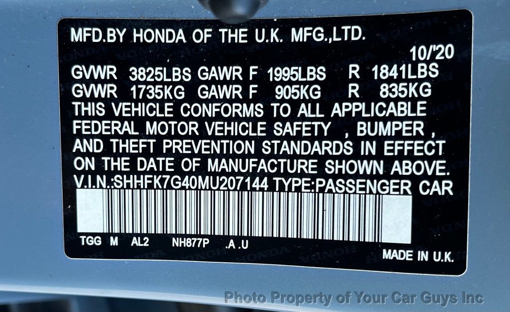 2021 Honda Civic Hatchback Sport Manual - 23083065 - 28