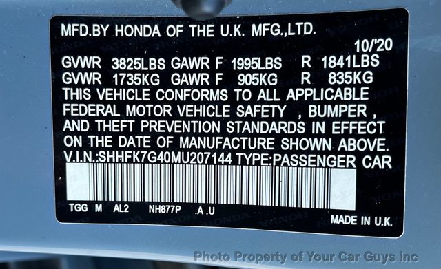 2021 Honda Civic Hatchback Sport Manual - 23083065 - 28