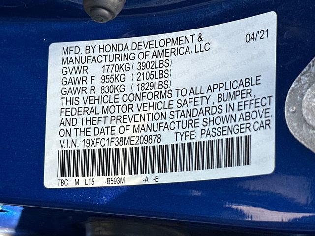 2021 Honda Civic Sedan EX CVT - 23018528 - 21