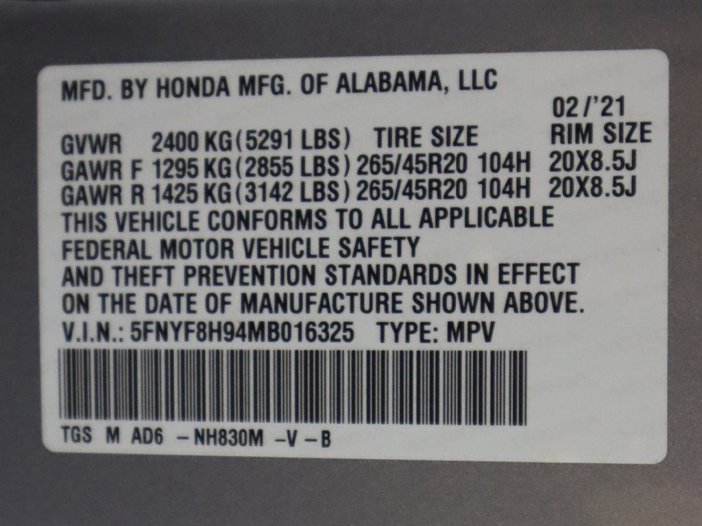 2021 Honda Passport Touring AWD - 22737171 - 58