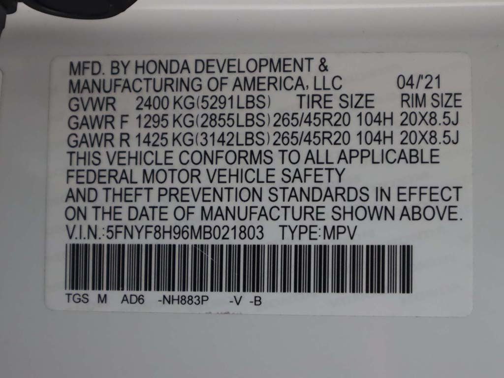 2021 Honda Passport Touring AWD - 22754834 - 45