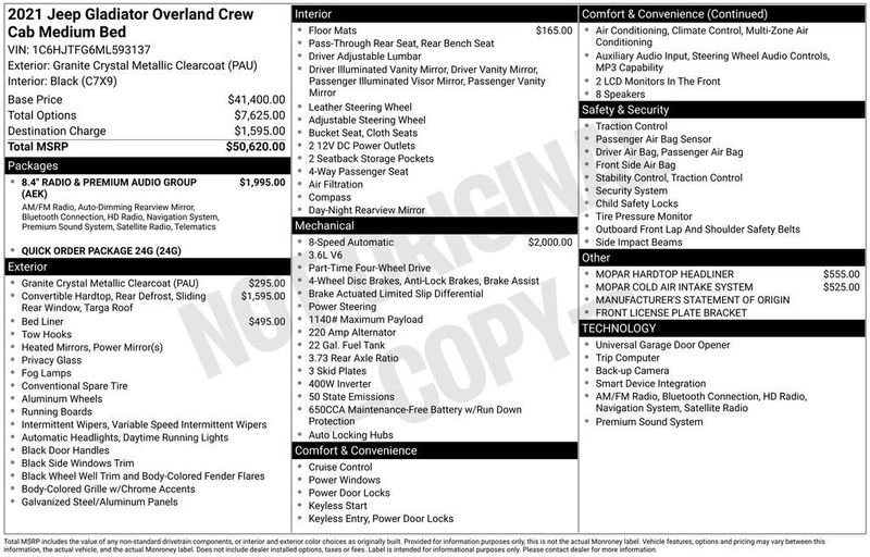 2021 Jeep Gladiator Overland 4x4 - 22950268 - 5