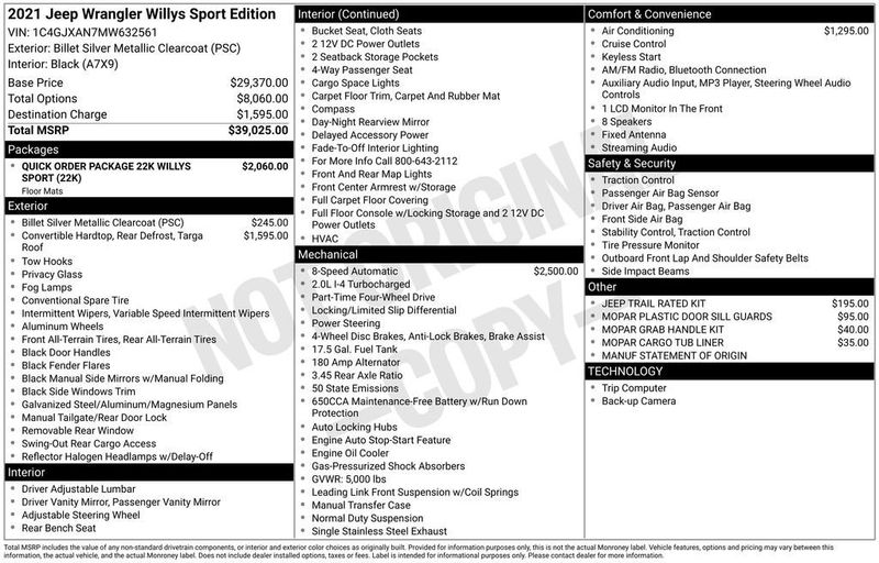 2021 Jeep Wrangler Willys Sport 4x4 - 22929195 - 5