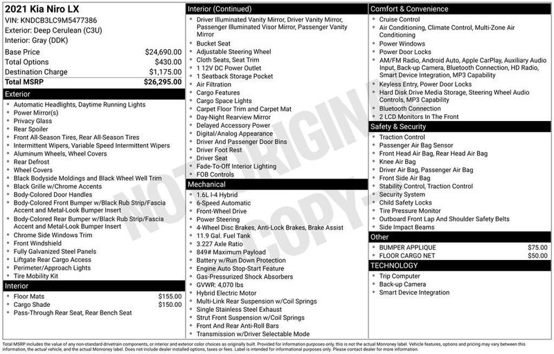 2021 Kia Niro LX FWD - 22954900 - 5