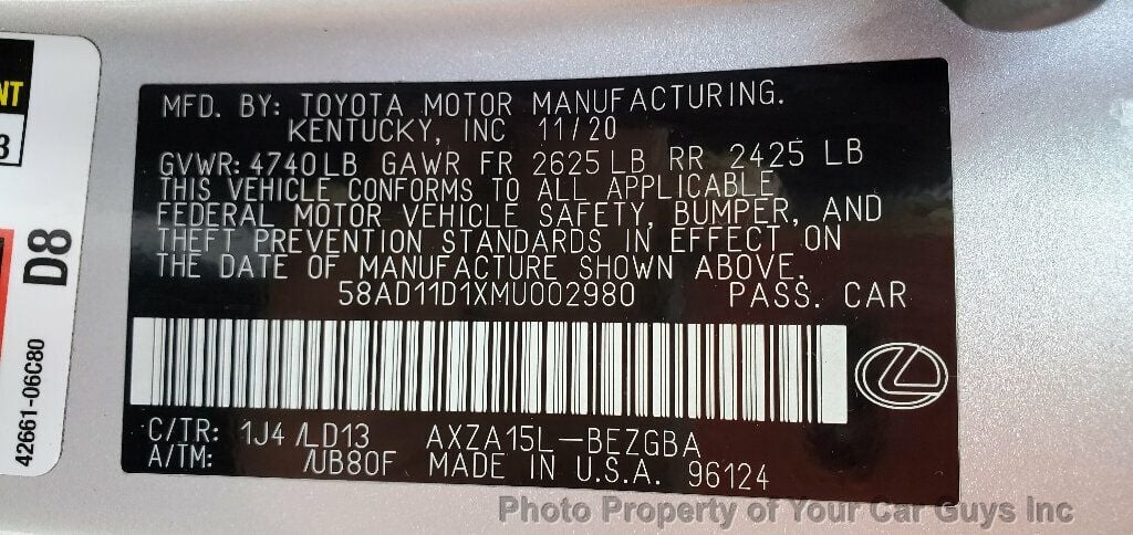 2021 Lexus ES ES 250 AWD - 22712358 - 28