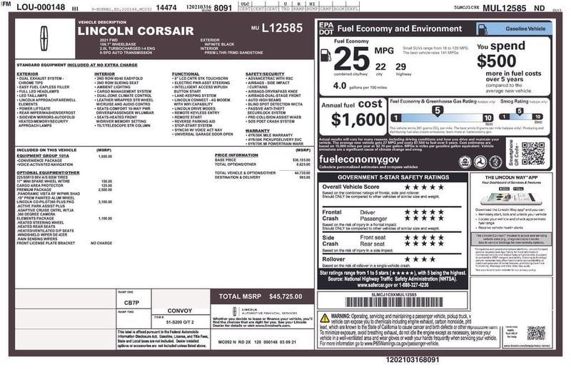 2021 Lincoln Corsair Standard FWD - 22963721 - 5