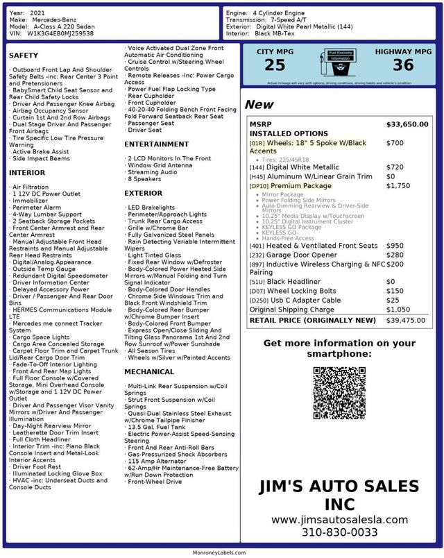 2021 Mercedes-Benz A-Class A 220 Premium Package Brand New Tires - 23004939 - 7