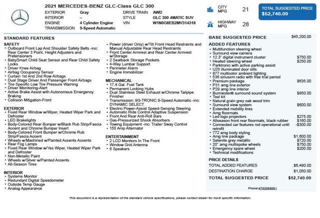 2021 Mercedes-Benz GLC GLC 300 4MATIC SUV - 22997000 - 2