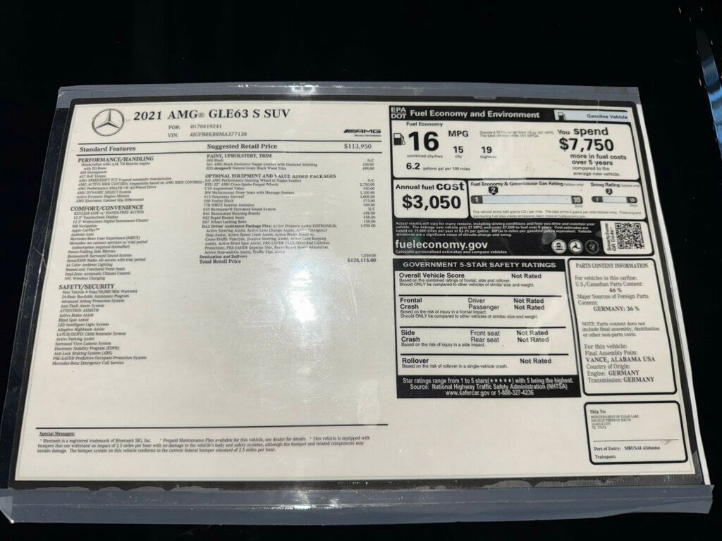 2021 Mercedes-Benz GLE AMG 63 S/AWD/Htd&CldMassageSeats/PanoRoof/DriverAssistPkg/360Cam - 22950752 - 34