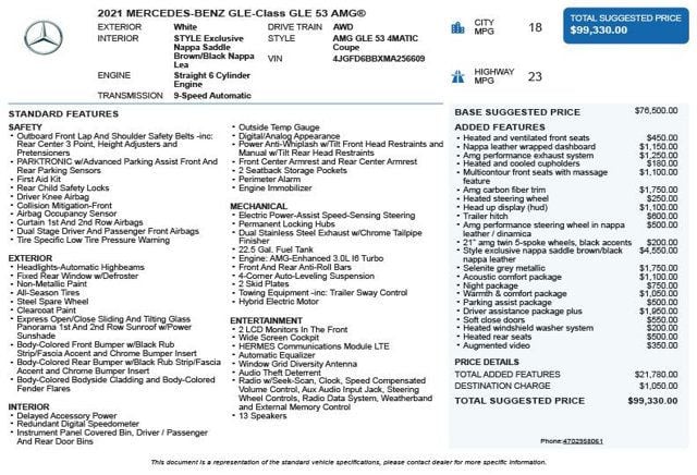 2021 Mercedes-Benz GLE AMG GLE 53 4MATIC Coupe - 22985116 - 2