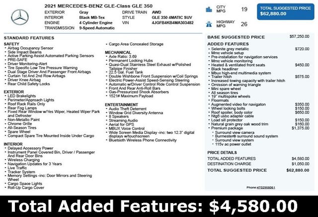 2021 Mercedes-Benz GLE GLE 350 4MATIC SUV - 22932489 - 2