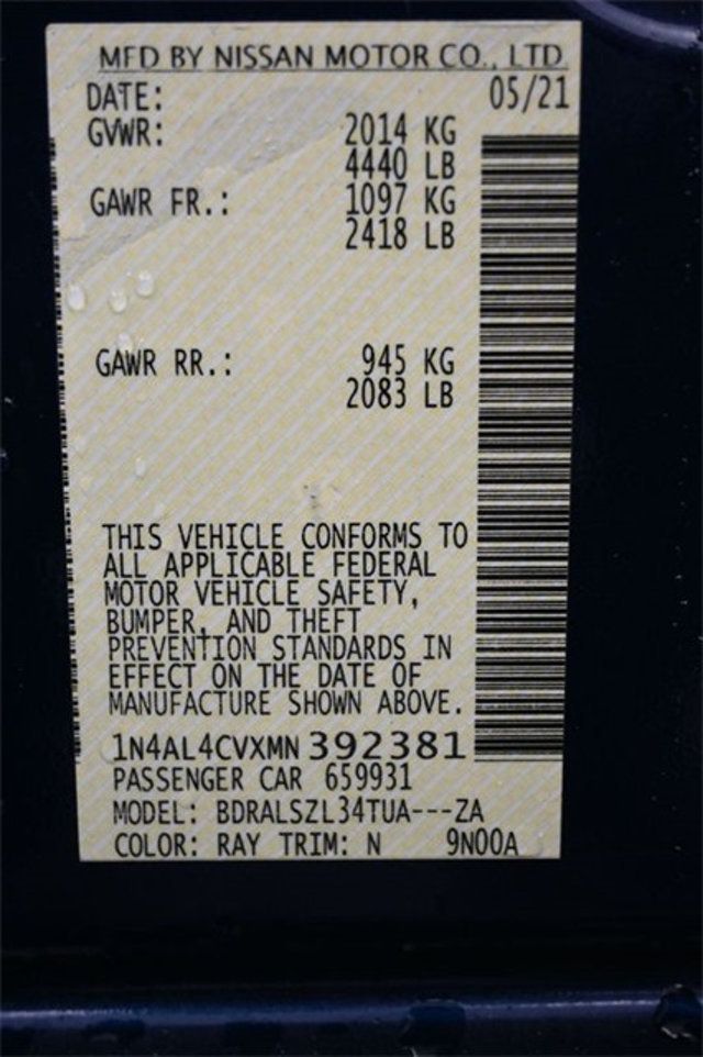 2021 Nissan Altima 2.0 SR Sedan - 22930322 - 3