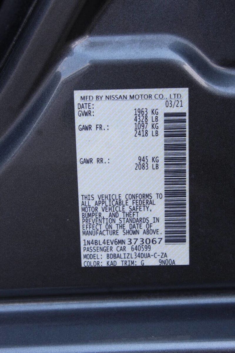 2021 Nissan Altima 2.5 SL Sedan - 22872581 - 26