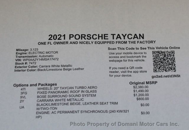 2021 Porsche Taycan ONE FL OWNER AND NICELY EQUIPPED FROM THE FACTORY  - 21494001 - 5