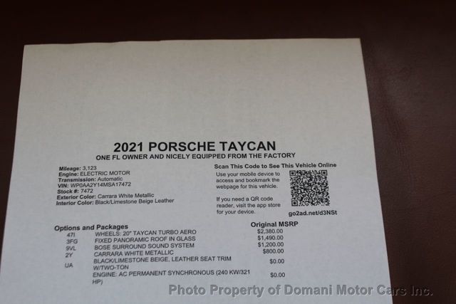 2021 Porsche Taycan ONE FL OWNER AND NICELY EQUIPPED FROM THE FACTORY  - 21494001 - 91