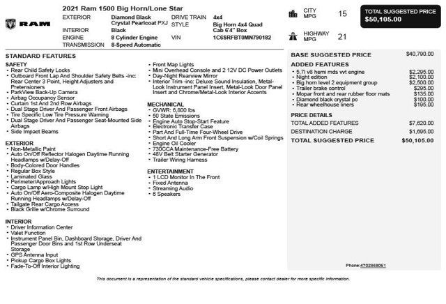 2021 Ram 1500 Big Horn/Lone Star - 22985150 - 2