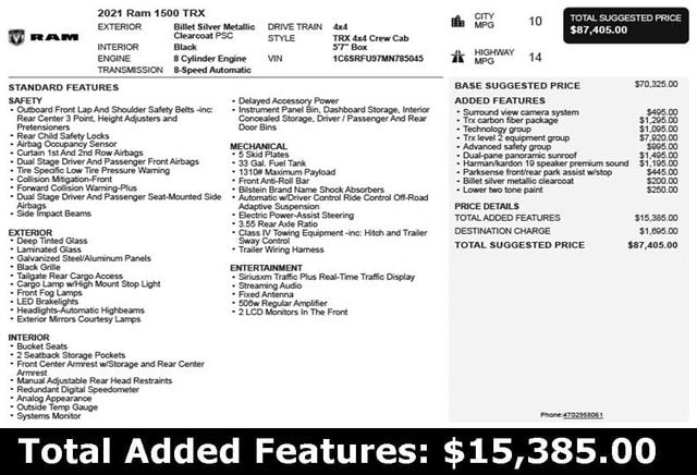 2021 Ram 1500 TRX 4x4 Crew Cab 5'7" Box - 22973440 - 2