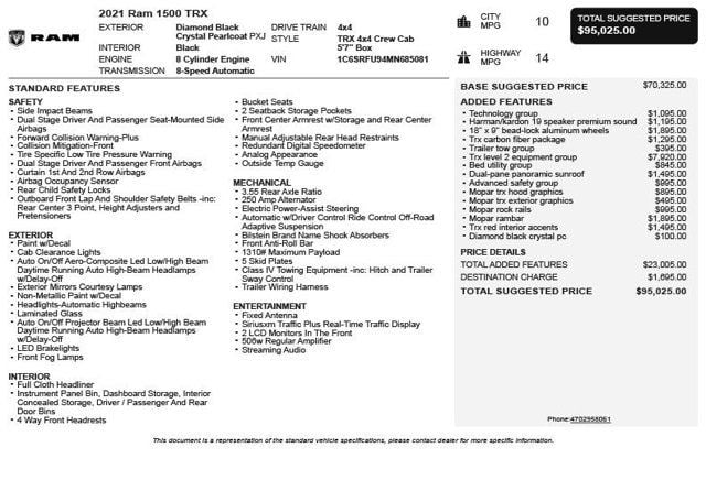 2021 Ram 1500 TRX 4x4 Crew Cab 5'7" Box - 22998444 - 2