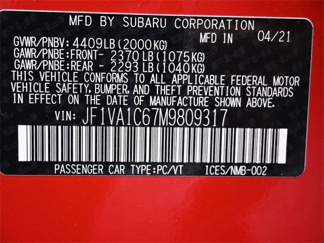 2021 Subaru WRX Premium Manual - 22982914 - 7