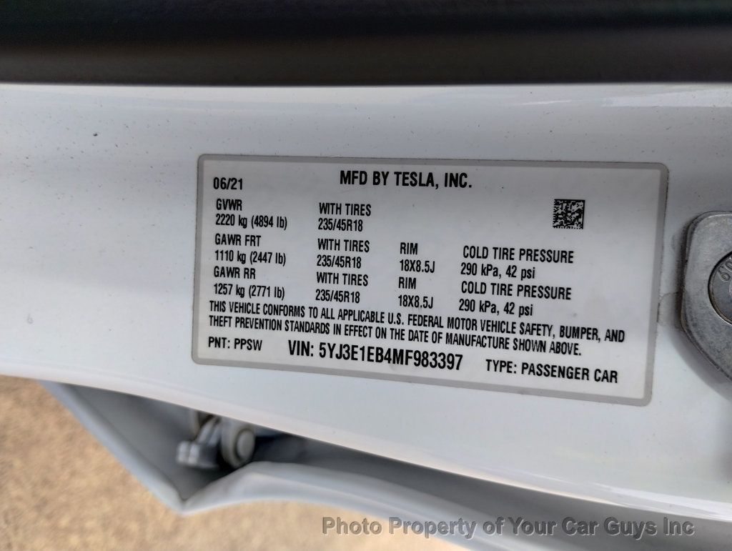 2021 Tesla Model 3 Long Range AWD - 22964467 - 29