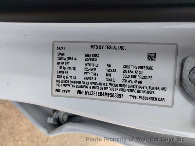 2021 Tesla Model 3 Long Range AWD - 22964467 - 29