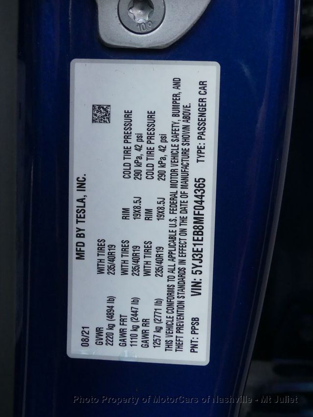 2021 Tesla Model 3 Long Range AWD - 23064029 - 45