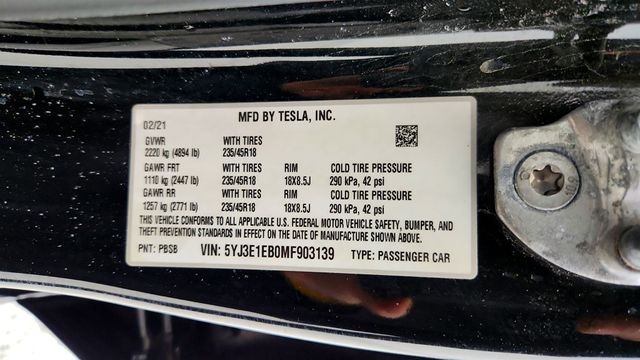 2021 Tesla Model 3 Long Range AWD - 22969675 - 22