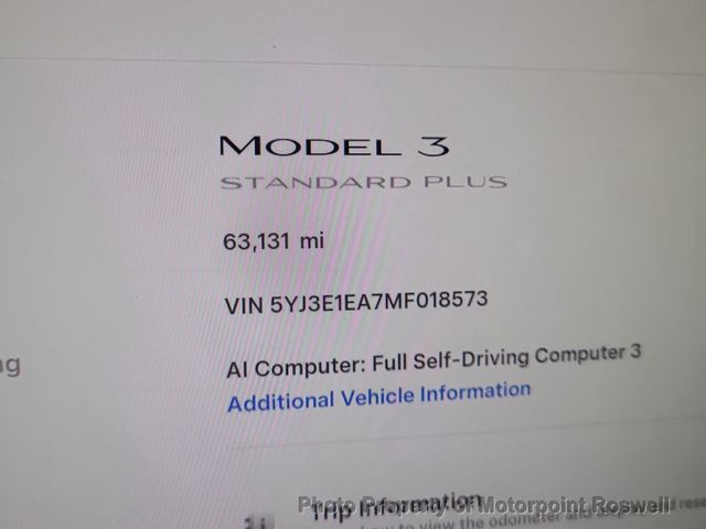 2021 Tesla Model 3 Standard Range Plus RWD - 23028633 - 2
