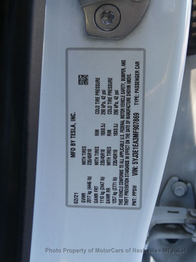 2021 Tesla Model 3 Standard Range Plus RWD - 22907299 - 43