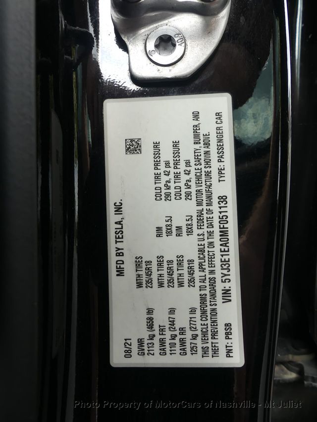 2021 Tesla Model 3 Standard Range Plus RWD - 23048474 - 32
