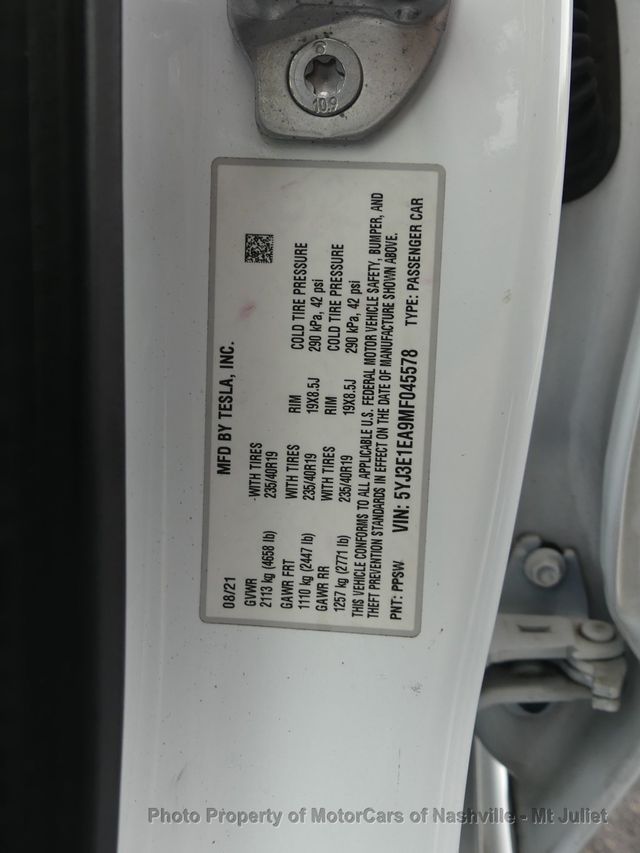 2021 Tesla Model 3 Standard Range Plus RWD - 23089225 - 45