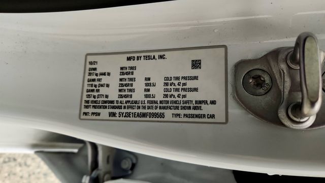 2021 Tesla Model 3 Standard Range Plus RWD - 23059604 - 23