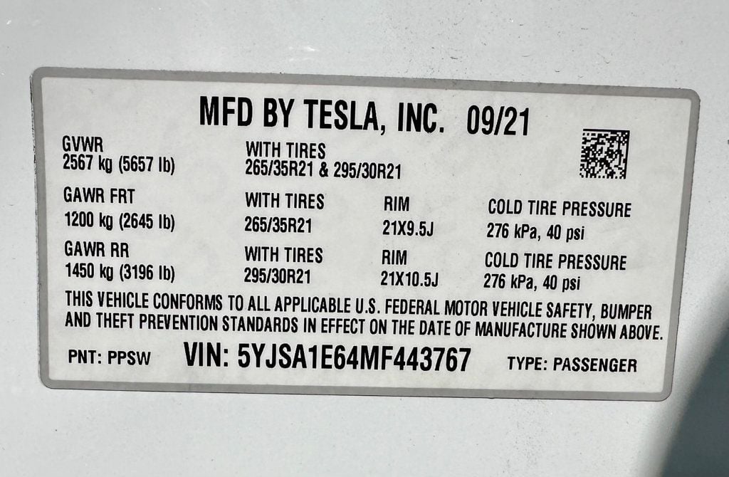 2021 Tesla Model S 2021 TESLA MODEL S PLAID AWD W/ FULL SELF DRIVE Autopilot/FSD - 22481865 - 36